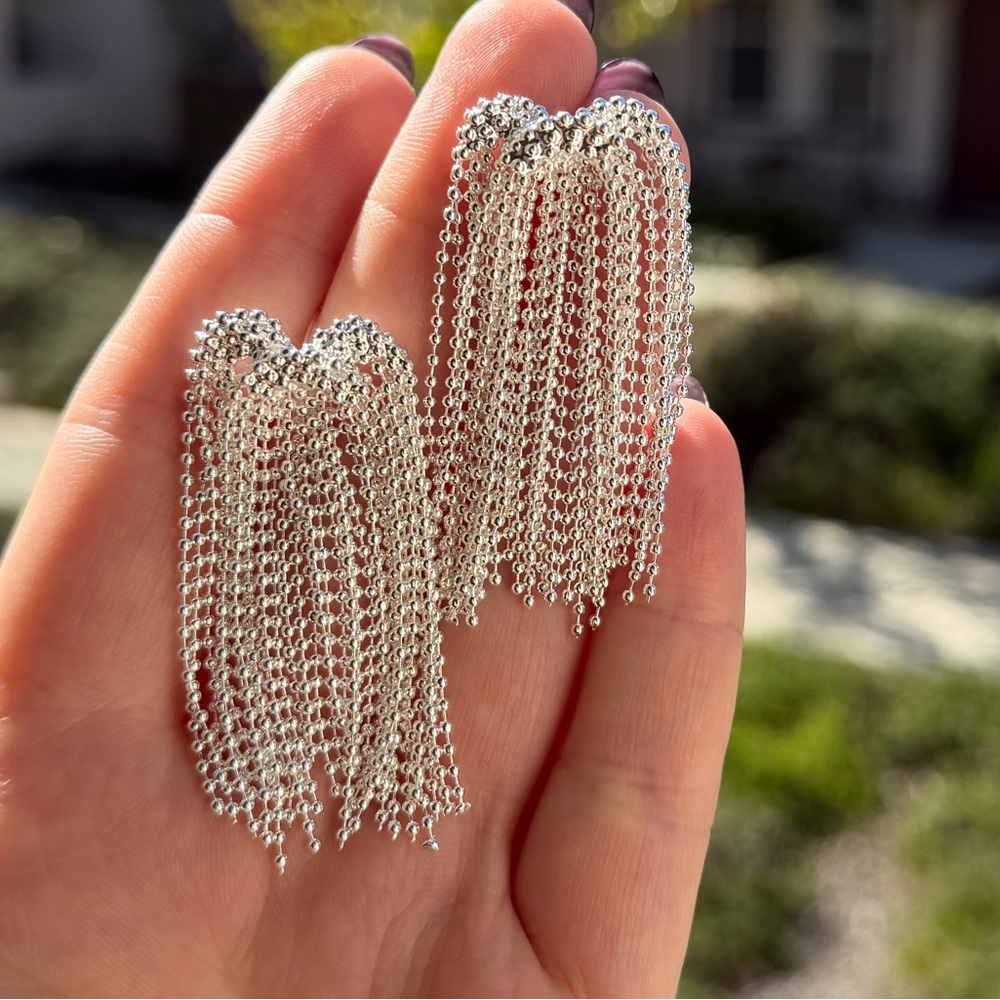 Silver Tassel Fringe Earrings